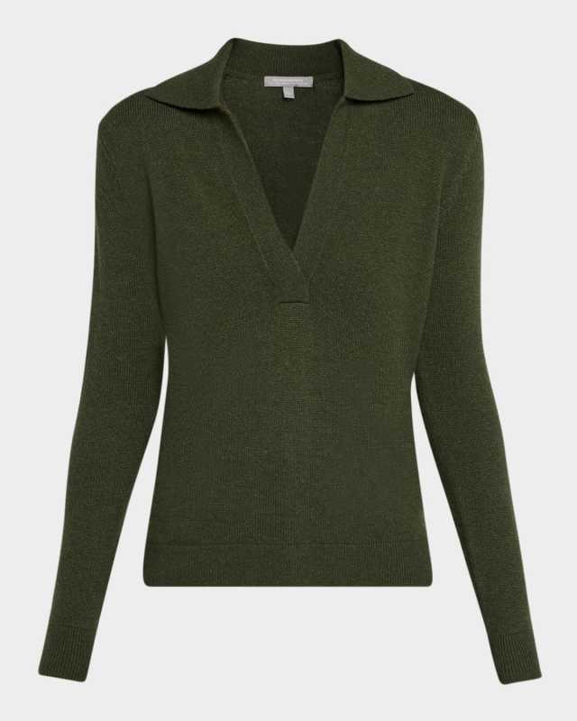 Cashmere Long-Sleeve Polo Sweat